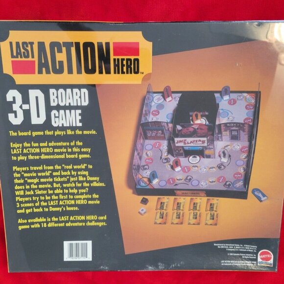 Last Action Hero Board Game Mattel 3D Schwarzenegger 1993 Movie NEW SEALED 7115 - Picture 4 of 6